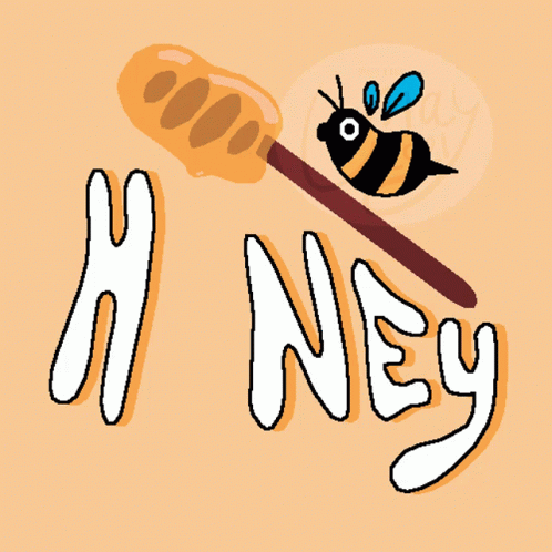 a cartoon bee flying in the air next to an oar