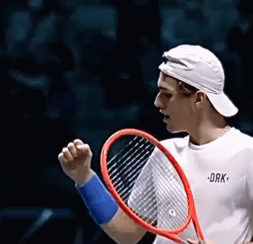 a blue tennis player with a white shirt and cap on