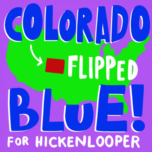 an illustrated sign with text reading, colorado flipped blue for hikenslooper