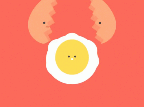 a graphic of two halves of a fried egg
