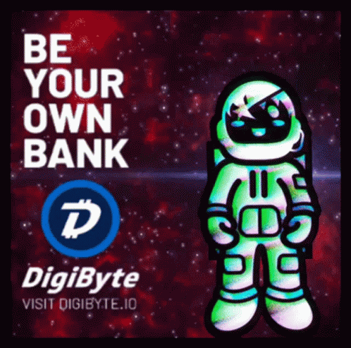 a digital astronaut standing with text be your own bank