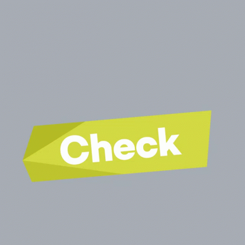 a blue sticker that reads check is placed in a shape of the arrow