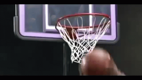 close up view of basketball hoop and a basketball