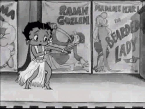 an animated cartoon shows a woman in the doorway