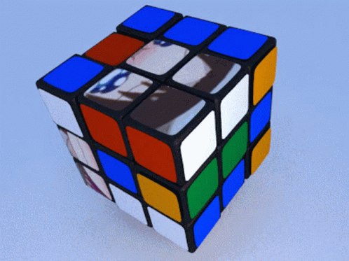 a large, colorful rubikmag - like rubix cube that's mostly made of black, white, and red