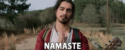 an avatar with text above it says namaste