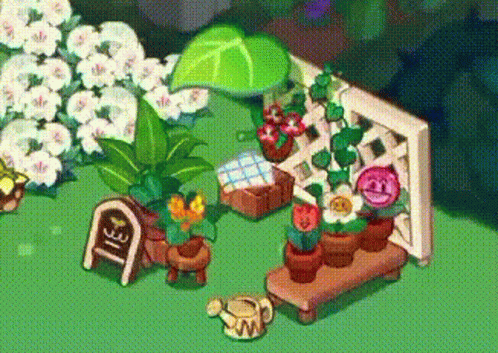 an animal crossing game that looks like it has some plants