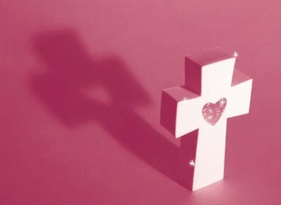 an artistic image of a cross with a heart
