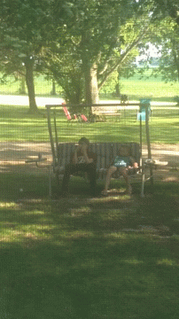 a person is sitting on a bench under the shade of the trees
