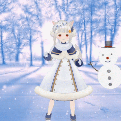 a po of an animated woman with snowman