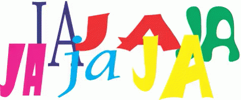 the word jaja jah written in rainbow - colored letters