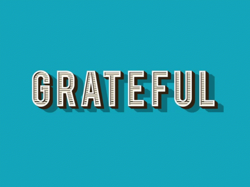 the text grateful has blue letters and a yellow background