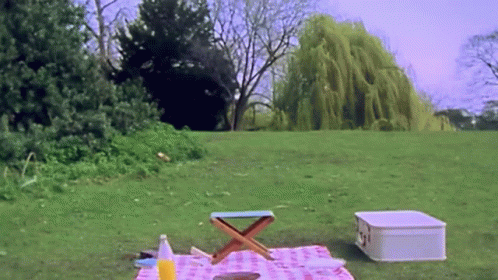 an old po of a picnic set up
