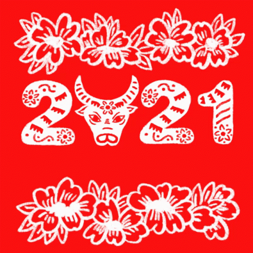 a cross stitch pattern of white numbers, flowers and cattle heads