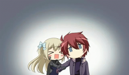 a boy and a girl holding each other