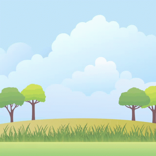 some grass and trees on a bright, sunny day