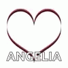 an oval shaped blue icon with the word'angelola'written across it
