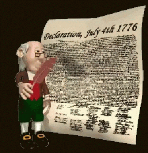 a cartoon character in front of an old newspaper