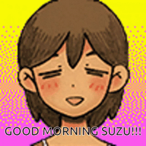 a picture of someone with the text good morning suzuki