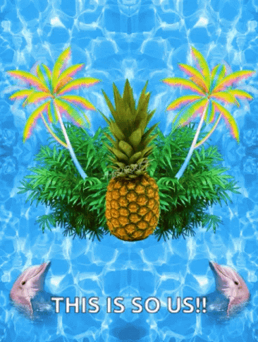 an abstract pineapple with a palm tree on it