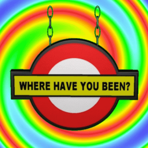 there is a round object with a sign saying where have you been?