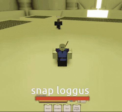 an animated avatar sitting in a room with a caption for snaplogus