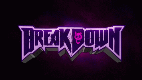 the text break down in purple with a skull on it