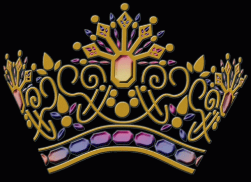 the crown of the queen, consisting of pink, purple and blue colors
