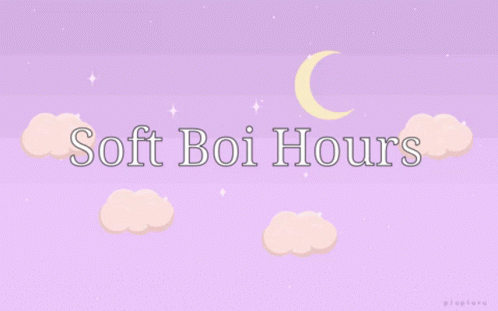 a pink background that says soft boi hours
