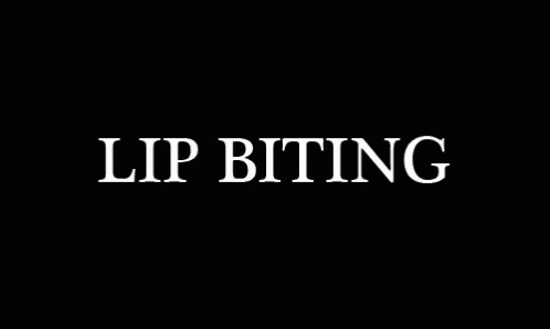 the word lip biting in white against a black background