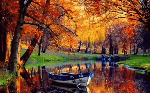 a beautiful landscape with a boat in the water