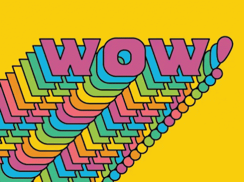 colorful abstract graphic design with the word wow in multiple languages