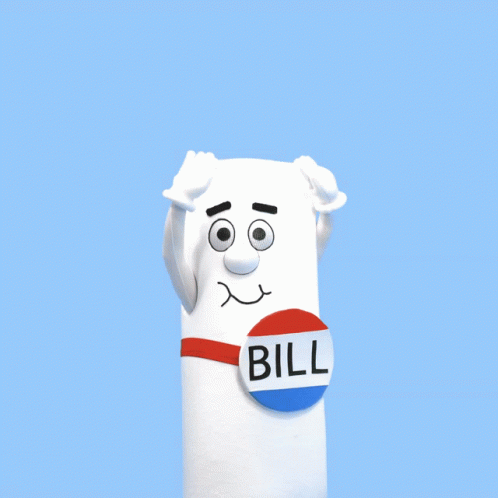 a tall toilet paper roll that has the words bill on it