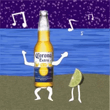 a bottle with the caption corona extra music