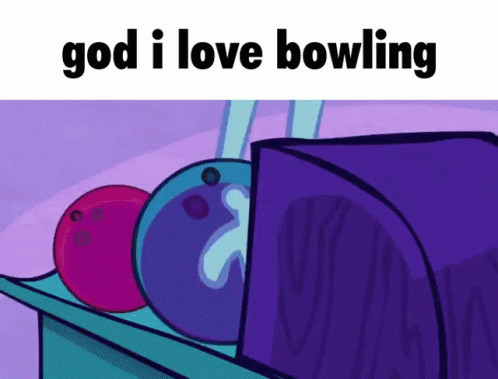a box with a bowling ball and a bowling ball that is stuck in it