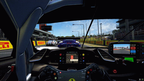 there is a racing video game in the drivers seat