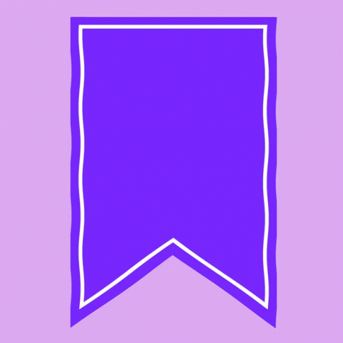 a pink pennant with white trim is on a purple background