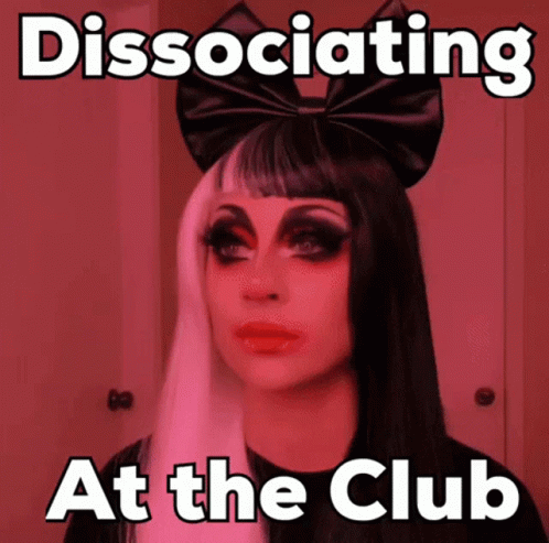 a girl with black hair wearing a bow in her ears, with words describing at the club