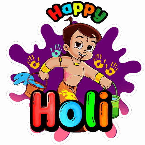 a  with colorful paint over the words holi