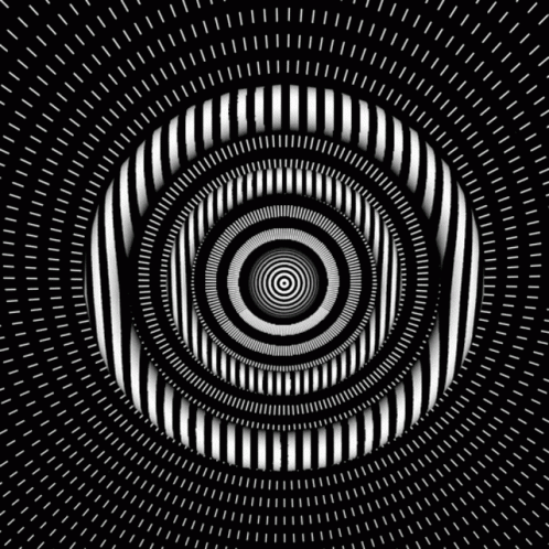 abstract black and white circles with white spirals