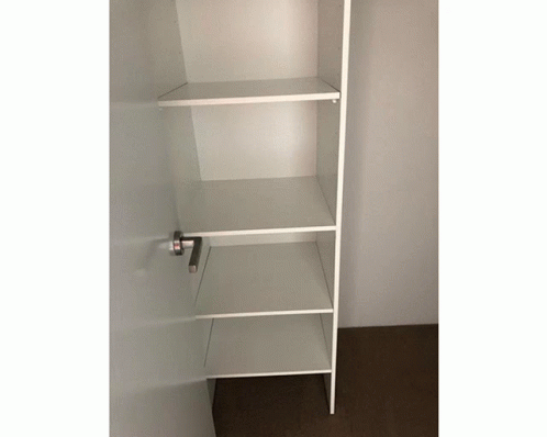 there is a small bookcase with two shelves on it