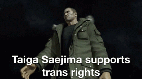 an old po with the text tagga sabima supports transs rights