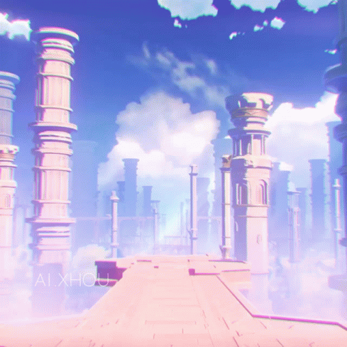 an animation video game background with a futuristic city