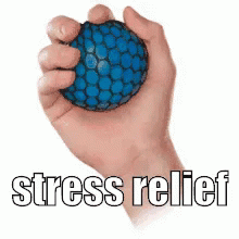 a hand is holding a ball with the word stress relief