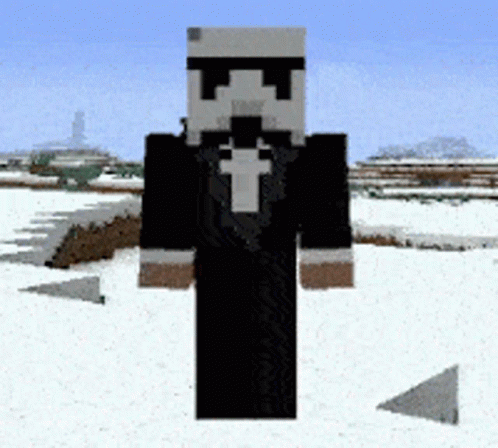 a pixel art pograph of a person with a black suit