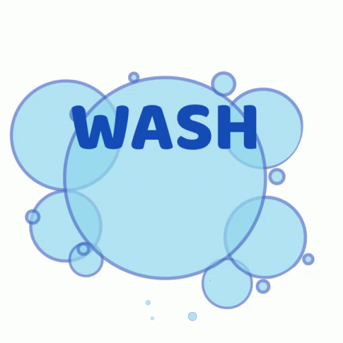 a cartoon bubbles has the word wash in it
