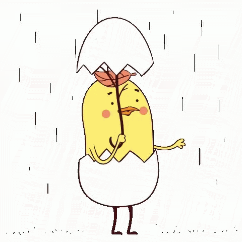 a cartoon animal holding its head down in the rain