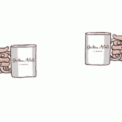 two hands holding cups with coffee printed on them