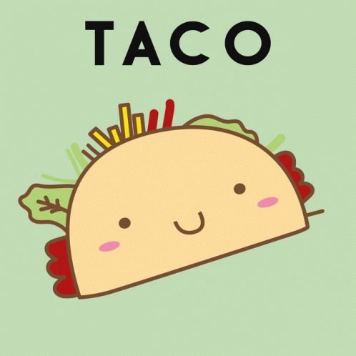 an image of the word taco with a nacho face