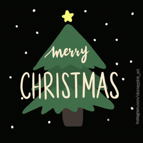 a stylized drawing of a christmas tree with the words merry christmas on it